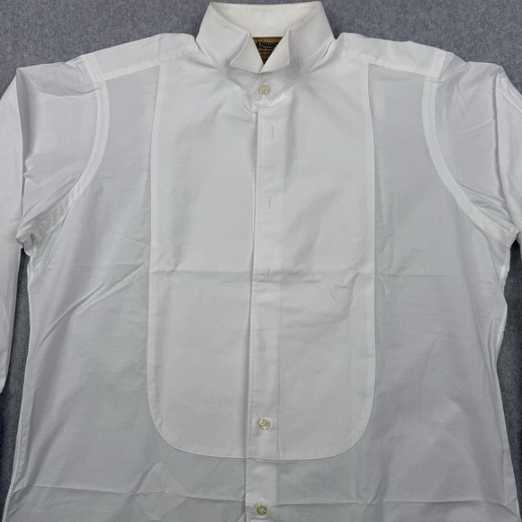 Paul Stuart Shirt Mens 15.5 32 White Textured Tuxedo French Cuff Formal Cotton - Picture 2 of 16